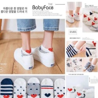 Super hot-selling Korean love heel color matching pure cotton breathable sailing socks / 10 pairs in a set
